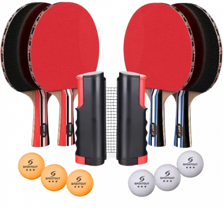 2. NIBIRU SPORT Ping Pong Paddles and balls with Retractable Net Post and storage case: